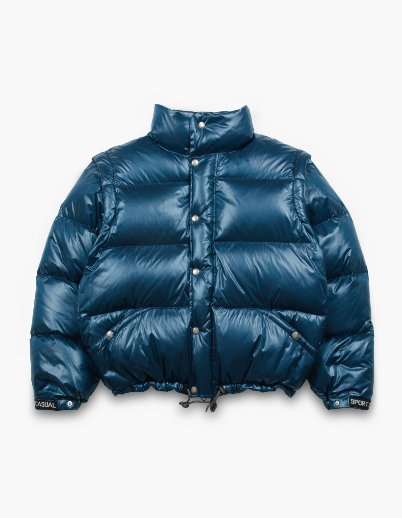 DETACHABLE SLEEVES PUFFY DOWN JACKET / NAVY