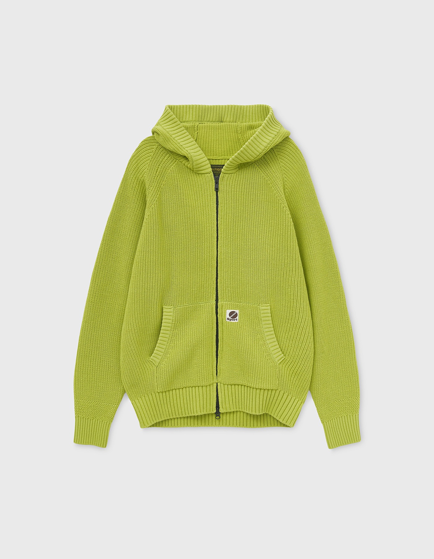 COTTON ZIP-UP HOODIE / Lime